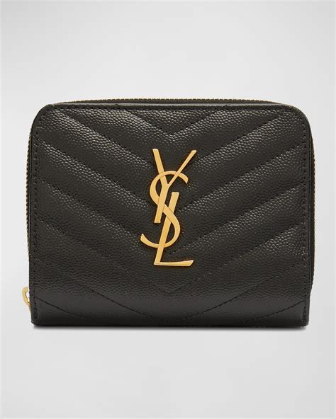 ysl wallet quilted leather zip|ysl zip wallet.